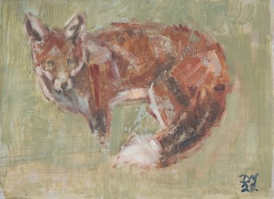 Red Fox, 2022 (olie på lærred) af David Mayer