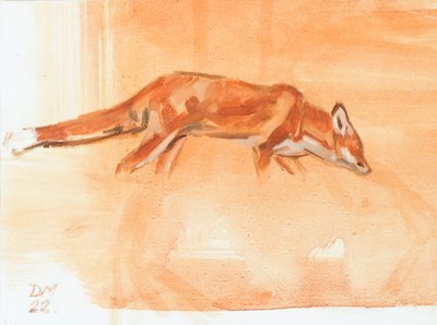 Red Fox, 2022 (olie på lærred) af David Mayer