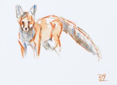 Red Fox, 2022 (olie på lærred) af David Mayer