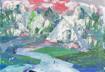 Sawtooth II, 2017, Blandede medier på træpanel af David McConochie