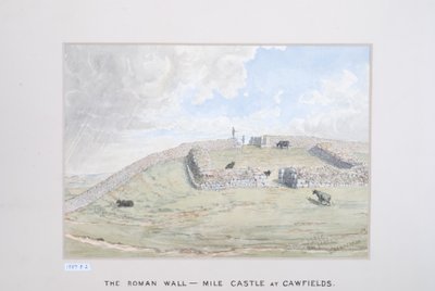 The Roman Wall - Mile Castle ved Cawfields, 1880-89 (wc på papir) af David Mossman