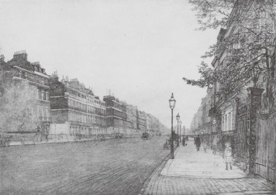 London: Portland Place (farvelitografi) af David Muirhead (after) Bone