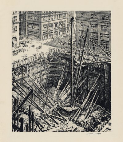 En udgravning på Manhattan af David Muirhead Bone