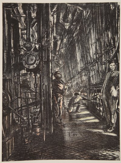 Et kedelrum på et slagskib, illustration fra 