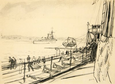 Fra agterdækket på et slagskib, illustration fra 