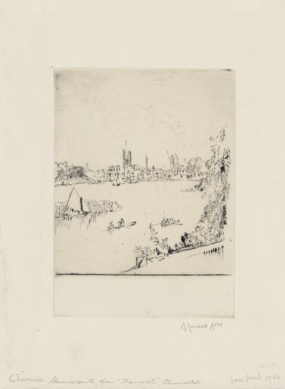 Hammersmith fra Thamescote, Chiswick Mall af David Muirhead Bone