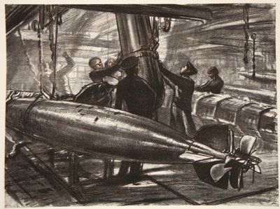 I den neddykkede torpedoplads på et slagskib, illustration fra 