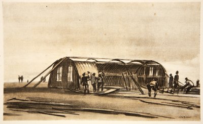På Somme: RFC-mænd bygger deres vinterhytte, illustration fra 