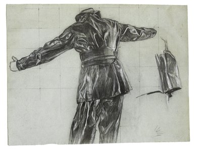Study for Winter Mine-Laying off Iceland, ca. 1942, kat. 9 (kulblyant og kridt på papir) af David Muirhead Bone