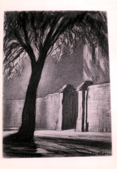 Suburban Night, ca. 1920 (kul) af David Muirhead Bone