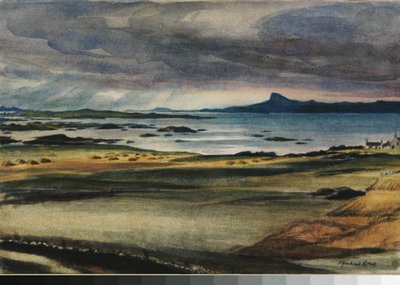 The Scuirr of Eigg (akvarel på papir) af David Muirhead Bone