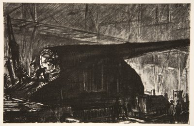 Natholdet arbejder på en stor kanon, illustration fra 