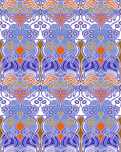 Beauclair Blue Orange, 2018 (mixed media digital) af David Newton