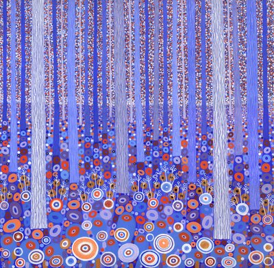 Blue Orange Forest, 2015 (akryl på lærred) af David Newton