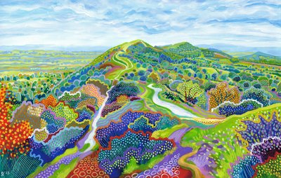 Malvern Perseverance Hill, 2023 (akryl på papir) af David Newton