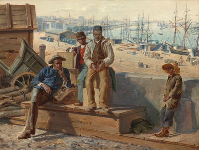 Black Boys on the Quayside, ca. 1865. af David Norslup