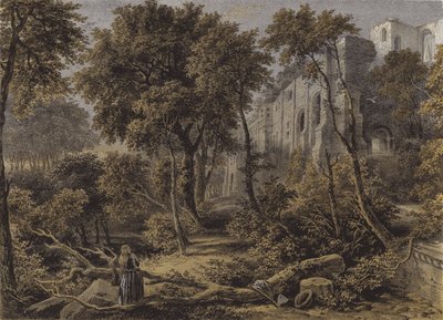 Dunfermline Abbey (chromolitho) af David Octavius Hill and Robert Adamson