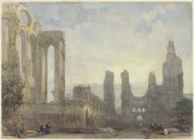 Aberbrothwick Abbey Ruins om natten af David Roberts
