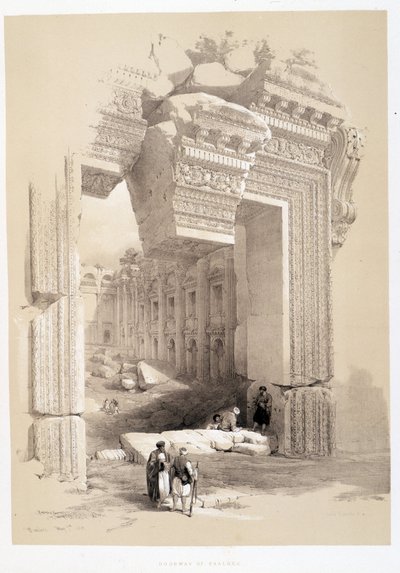 Baalbek Gate i Libanon, tegning lavet den 07/05/1839 i "The Holy Land"", London 1849 af David Roberts
