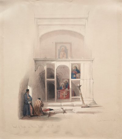 Elias kapel på Horeb-bjerget, 1839. af David Roberts