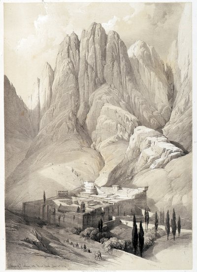 Kloster Saint Catherine, tegning lavet 19/02/1839 i "The Holy Land", London 1849. af David Roberts