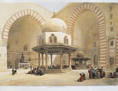 Egypten - 1800-tallet - Kairo - Sultan Hassans moske - Gårdsplads - Gravering af David Roberts af David Roberts