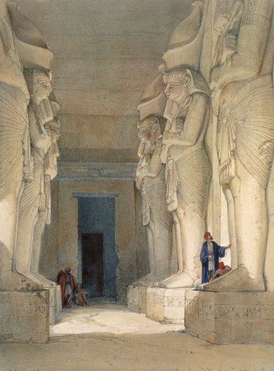 Udgravet tempel Gyrshe, Nubien, 1800-tallet af David Roberts