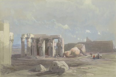 Fragmenter af en kolossalstatue ved Memnonium, Theben af David Roberts