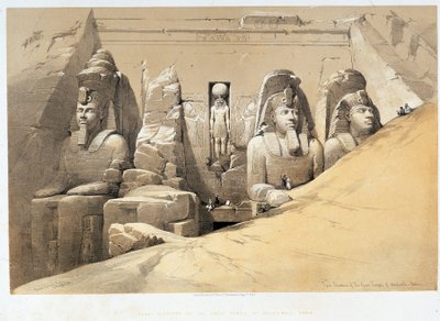 Forside af det store tempel Aboo Simbel (Aboosimbel, Abu eller Abu Simbel), Nubia (Nubia) i "" Det Hellige Land"", London 1849 af David Roberts