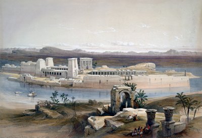 Generel udsigt over øen Philae, Nubien, 1838 af David Roberts