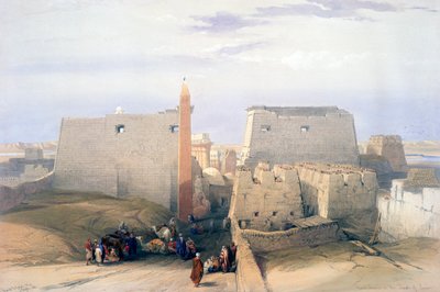 Stor indgang til Luxor-templet, 1800-tallet af David Roberts