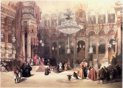 I det hellige land: Jerusalem, Den Hellige Gravs Kirke, det græsk-ortodokse kapel (kobberstik) af David Roberts