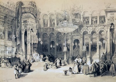 Interiør af Den Hellige Gravs Kirke, Jerusalem af David Roberts