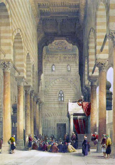Interiør af Metwalys-moskeen (litho) af David Roberts