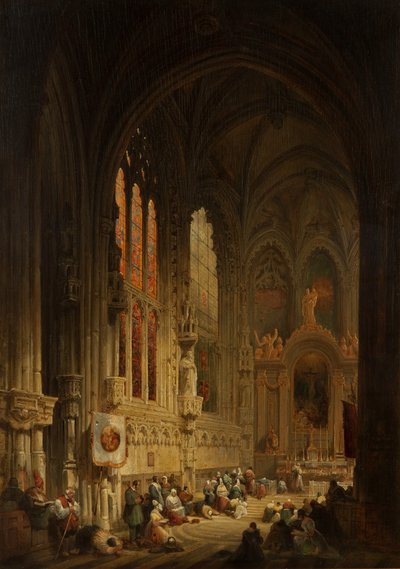 Interiør af en katedral, 1822 eller 1829 af David Roberts