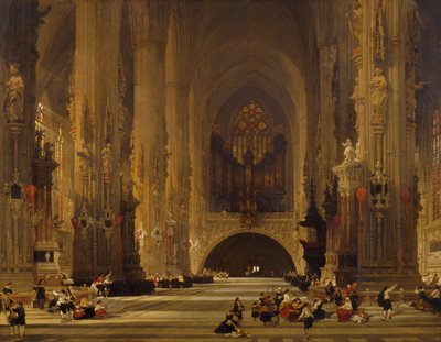 Interiør af St. Stephen-katedralen, Wien, 1853 af David Roberts