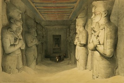 Interiør af Abu Simbels tempel, fra "Egypt and Nubia", Vol.1 (litho) af David Roberts