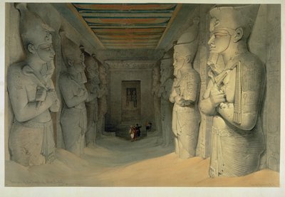Det indre af det store tempel i Abu Simbel af David Roberts