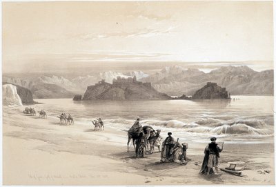Øen Graia, Akabah-bugten (Akaba eller Aqaba), tegning lavet 27/02/1839 i "" The Holy Land"", London 1849 af David Roberts