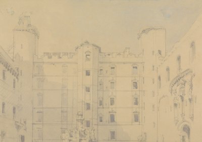 Gården ved Linlithgow Palace, West Lothian af David Roberts