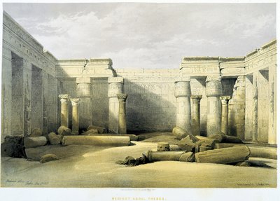 Medinet Abu (Medinet-Habou), Theben (Theben) - i “Det Hellige Land””, London 1849 af David Roberts