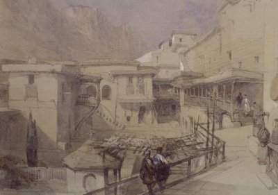 Sinai-bjerget (akvarel på papir) af David Roberts