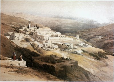Nazareth, franciskanerbrødrenes kloster, Israel (kobberstik) af David Roberts