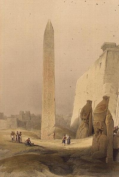 Obelisk i Luxor, fra "Egypt and Nubia", Vol.1 (litho) af David Roberts
