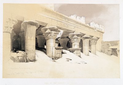 En del af portikoen i Edfou - tegning af David Roberts den 23/11/1838 i "The Holy Land"", London 1849 af David Roberts