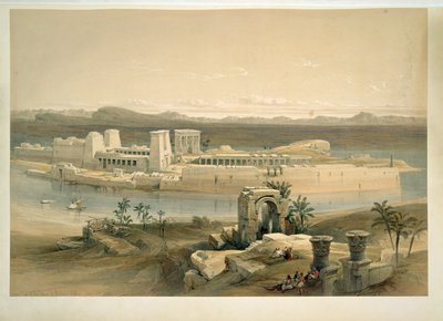 Philae Island, Assuan, Egypten (akvarel) af David Roberts