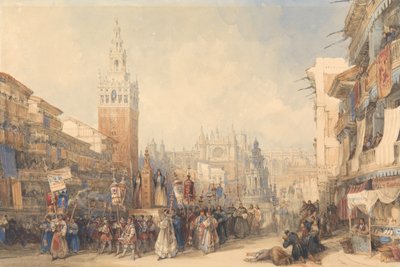 Plaza Real og processionen af David Roberts