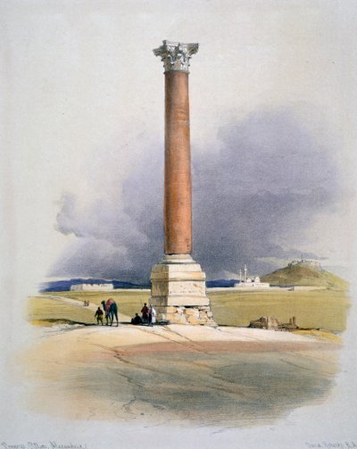 Pompeys-søjlen, Alexandria, 1800-tallet af David Roberts