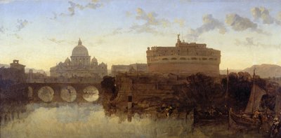 Rom, Peterskirken og Castel St. Angelo (olie på lærred) af David Roberts