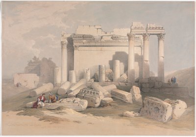 Ruinerne af den østlige portik af Baalbec-templet af David Roberts
